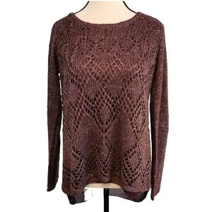 Sloane & Sadie Lace Twofer Sweater in Purple, Shimmery - Sz S Open To Offers